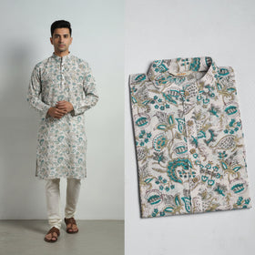 Sanganeri cotton long kurta for men 15 - handcrafted