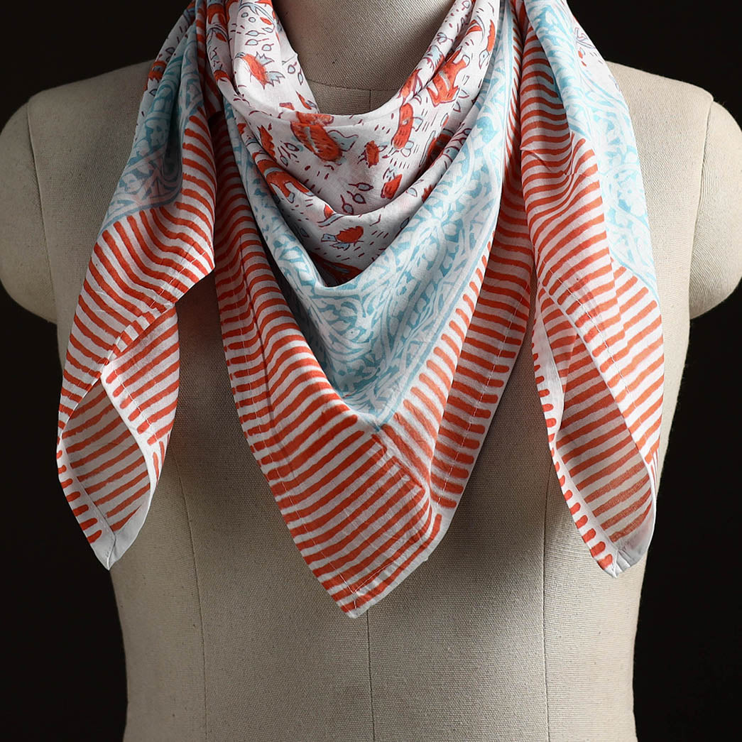 Sanganeri cotton scarf 01 - handcrafted