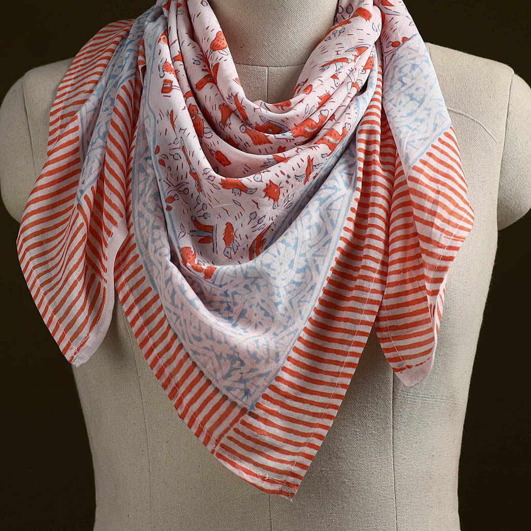 Sanganeri cotton scarf 35 - handcrafted