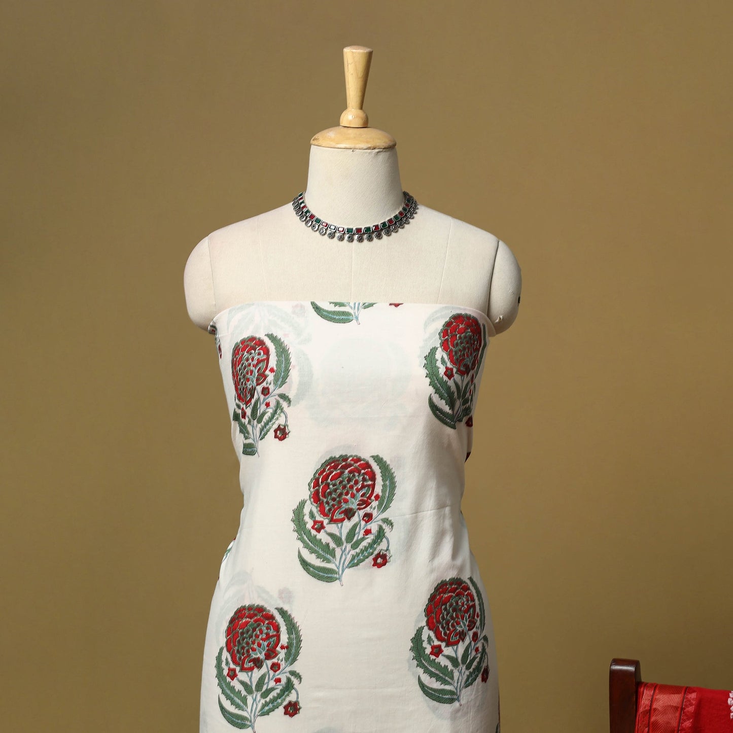 Sanganeri hand block print cotton 2pc unstitched dress