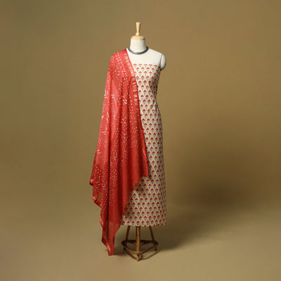 Sanganeri hand block print cotton 2pc unstitched dress