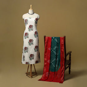 Sanganeri hand block print cotton 2pc unstitched dress