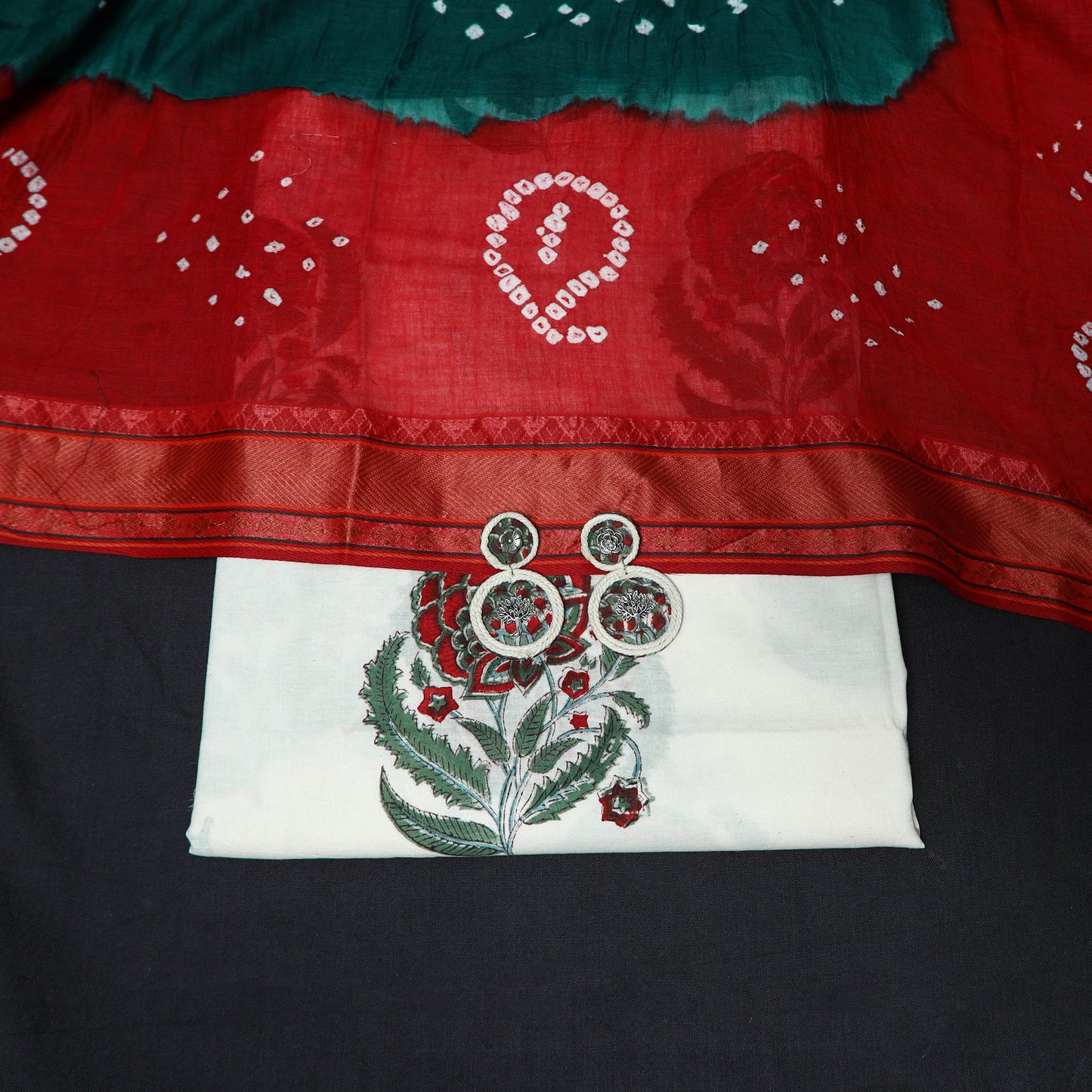 Sanganeri hand block print cotton 2pc unstitched dress