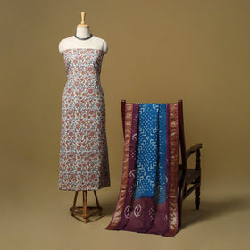 Sanganeri hand block print cotton 2pc unstitched dress