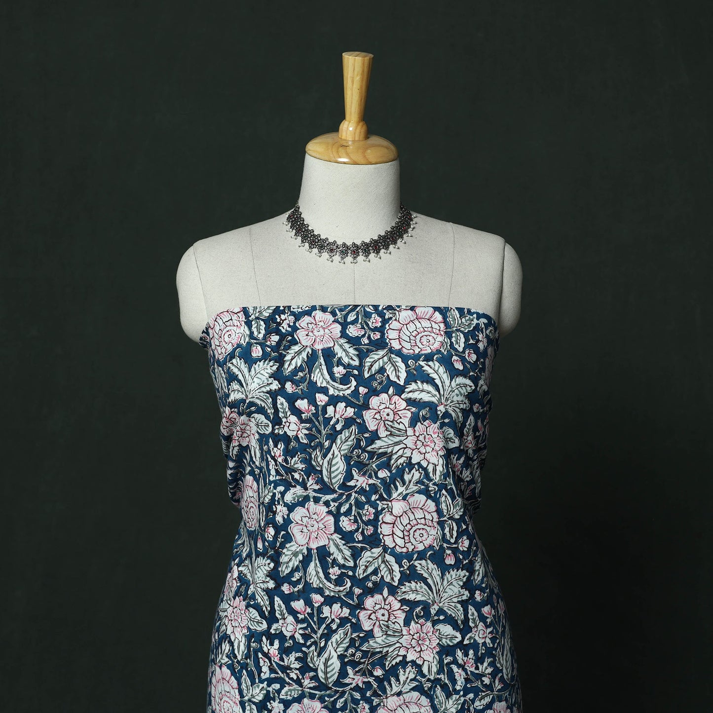 Sanganeri hand block print cotton 2pc unstitched dress