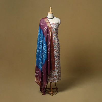 Sanganeri hand block print cotton 2pc unstitched dress