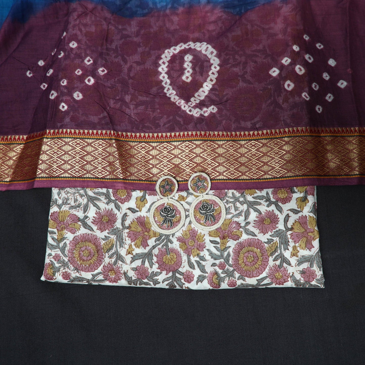 Sanganeri hand block print cotton 2pc unstitched dress