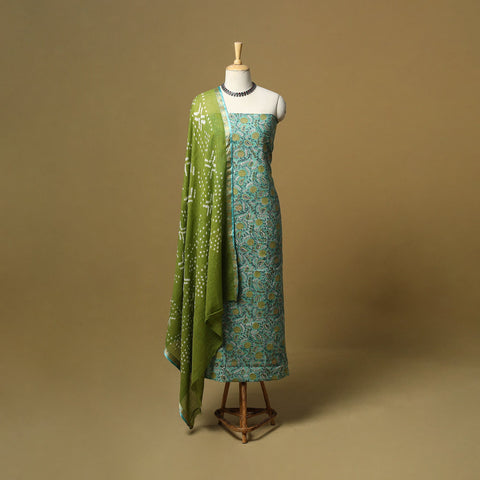 Sanganeri hand block print cotton 2pc unstitched dress