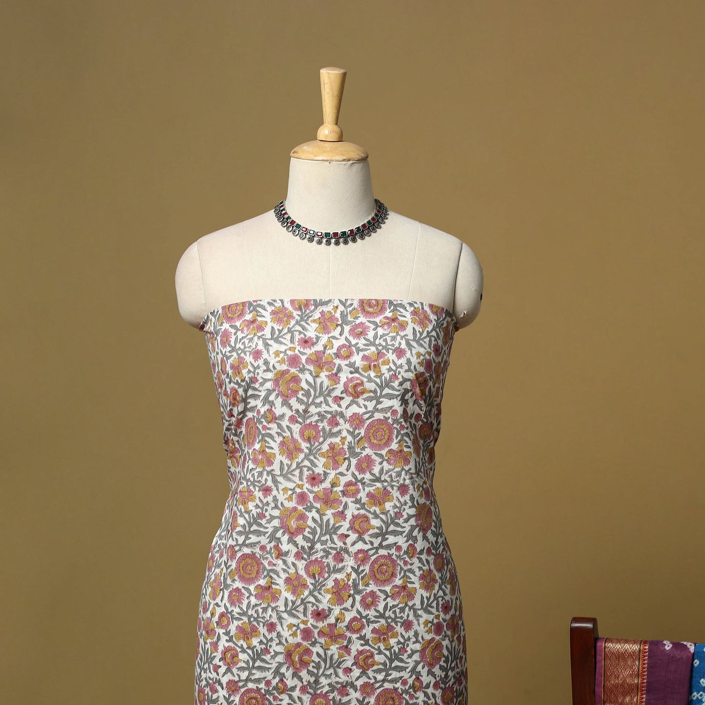 Sanganeri hand block print cotton 2pc unstitched dress