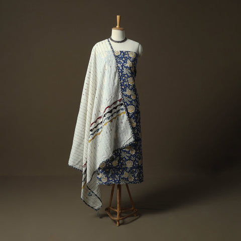 Sanganeri hand block print cotton 2pc unstitched dress