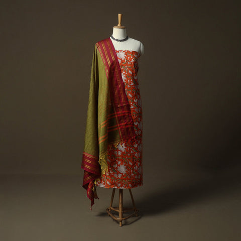 Sanganeri hand block print cotton 2pc unstitched dress