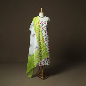 Sanganeri hand block print cotton 3pc unstitched dress