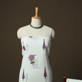 Sanganeri hand block print cotton 3pc unstitched dress