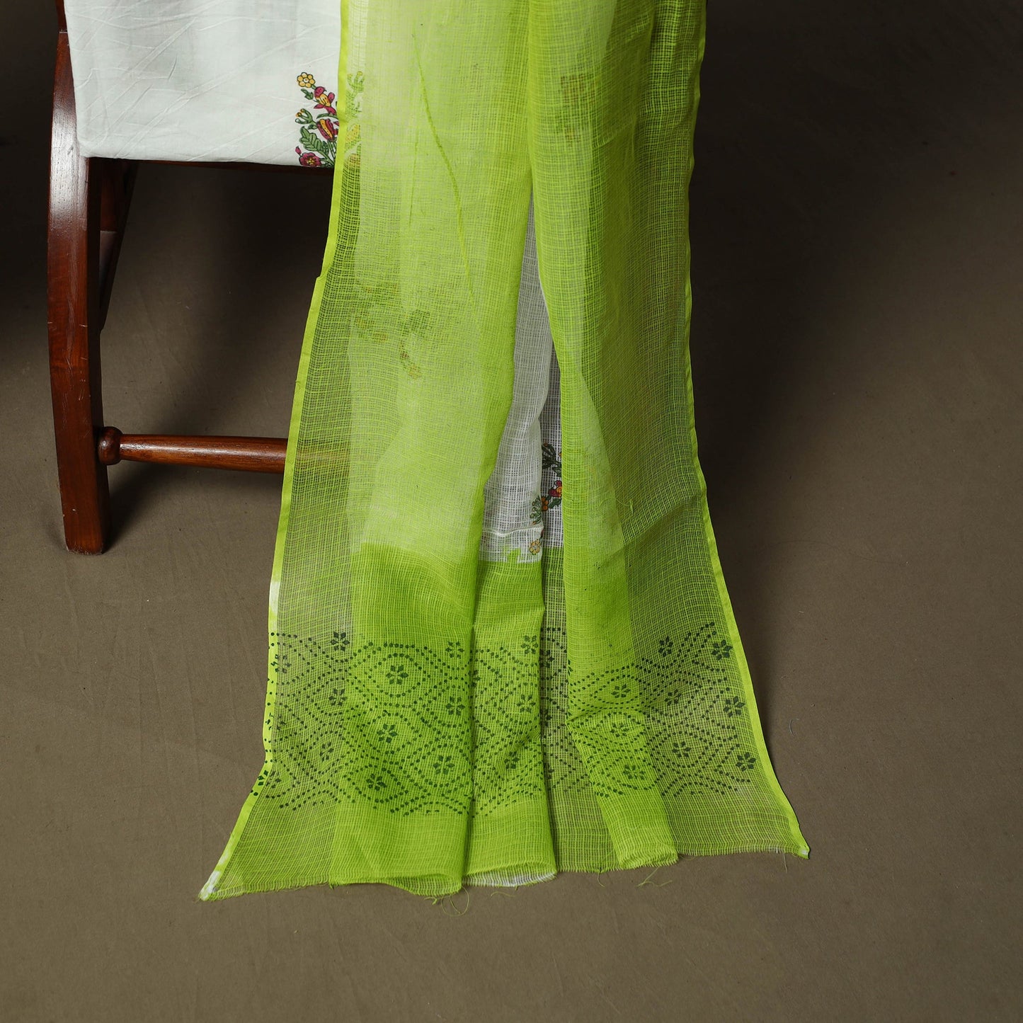 Sanganeri hand block print cotton 3pc unstitched dress