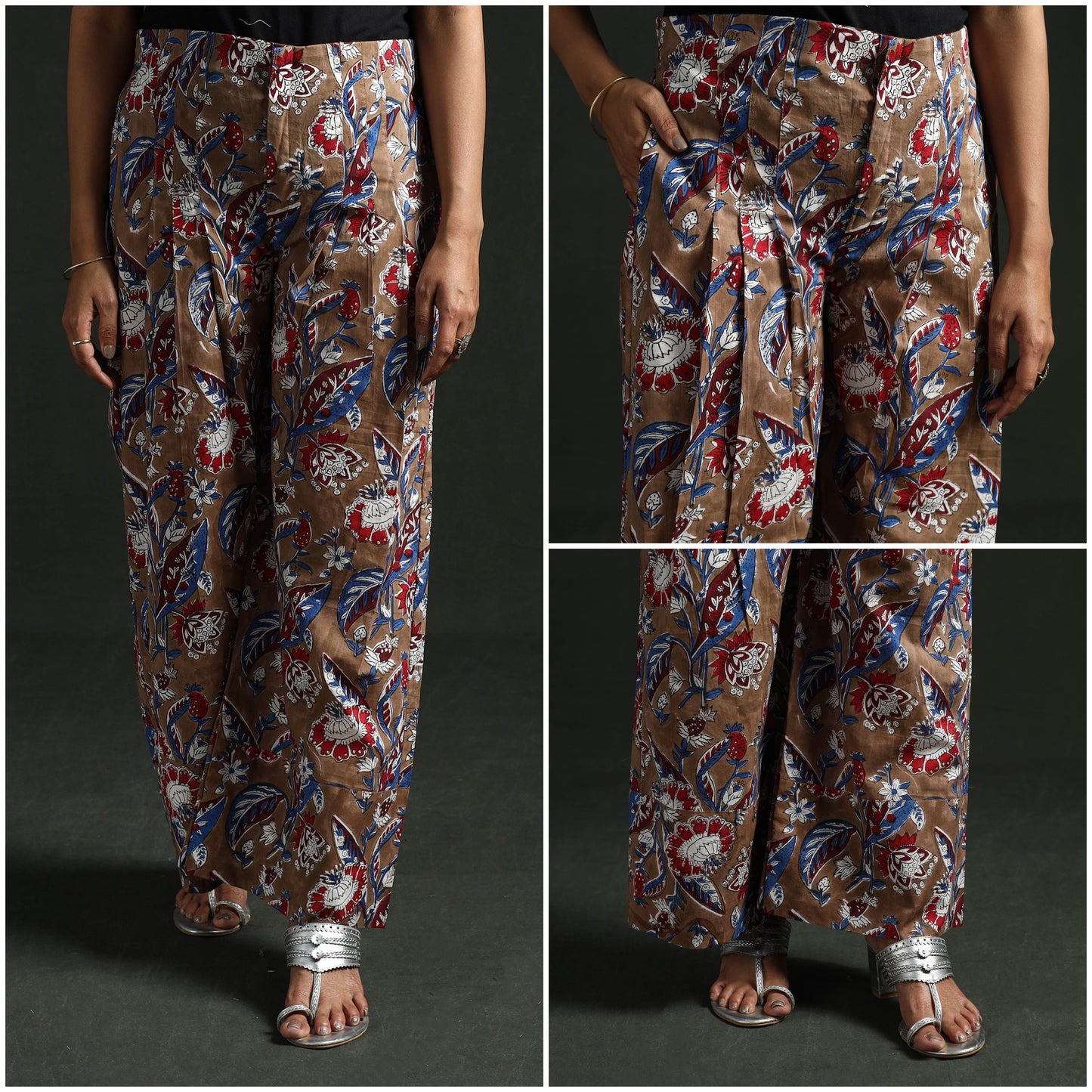 Sanganeri hand block print cotton flared palazzo 06