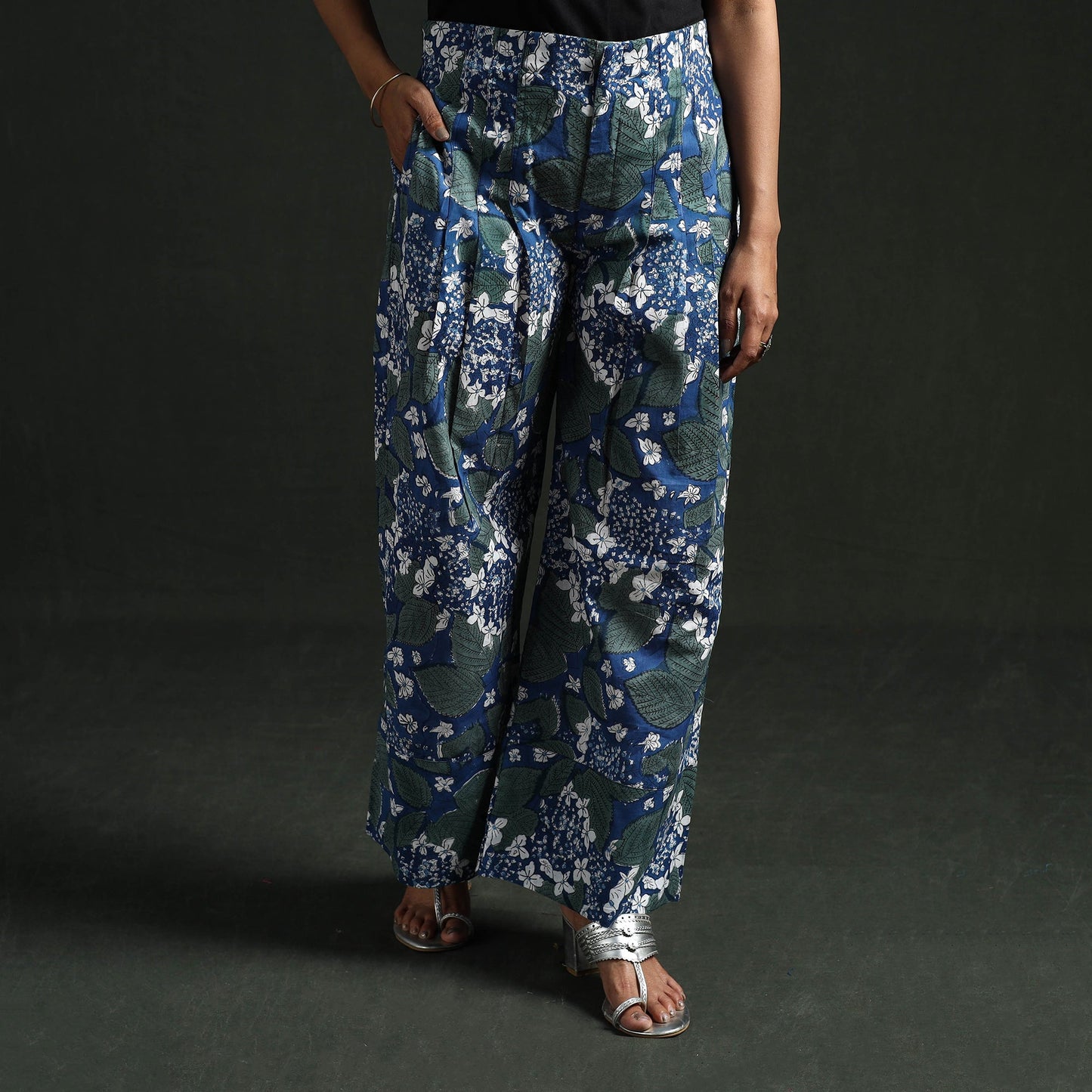 Sanganeri hand block print cotton flared palazzo 07