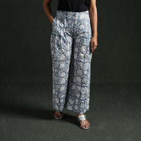 Sanganeri hand block print cotton flared palazzo 09