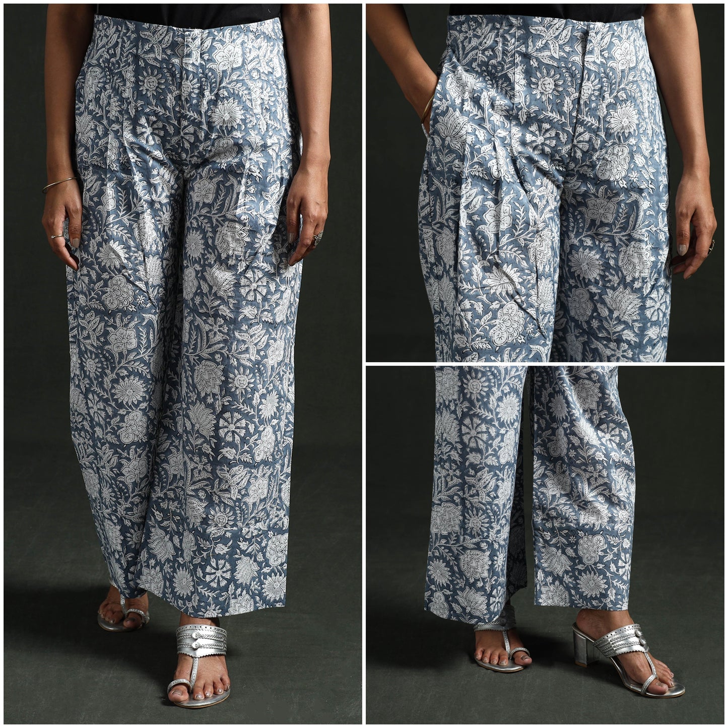 Sanganeri hand block print cotton flared palazzo 09