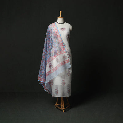 Sanganeri hand block print kota doria cotton 3pc unstitched