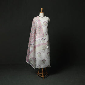 Sanganeri hand block print kota doria cotton 3pc unstitched