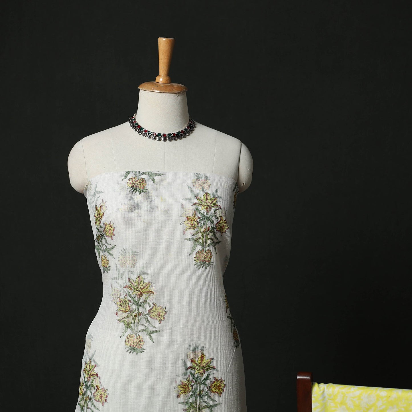 Sanganeri hand block print kota doria cotton 3pc unstitched