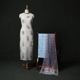 Sanganeri hand block print kota doria cotton 3pc unstitched