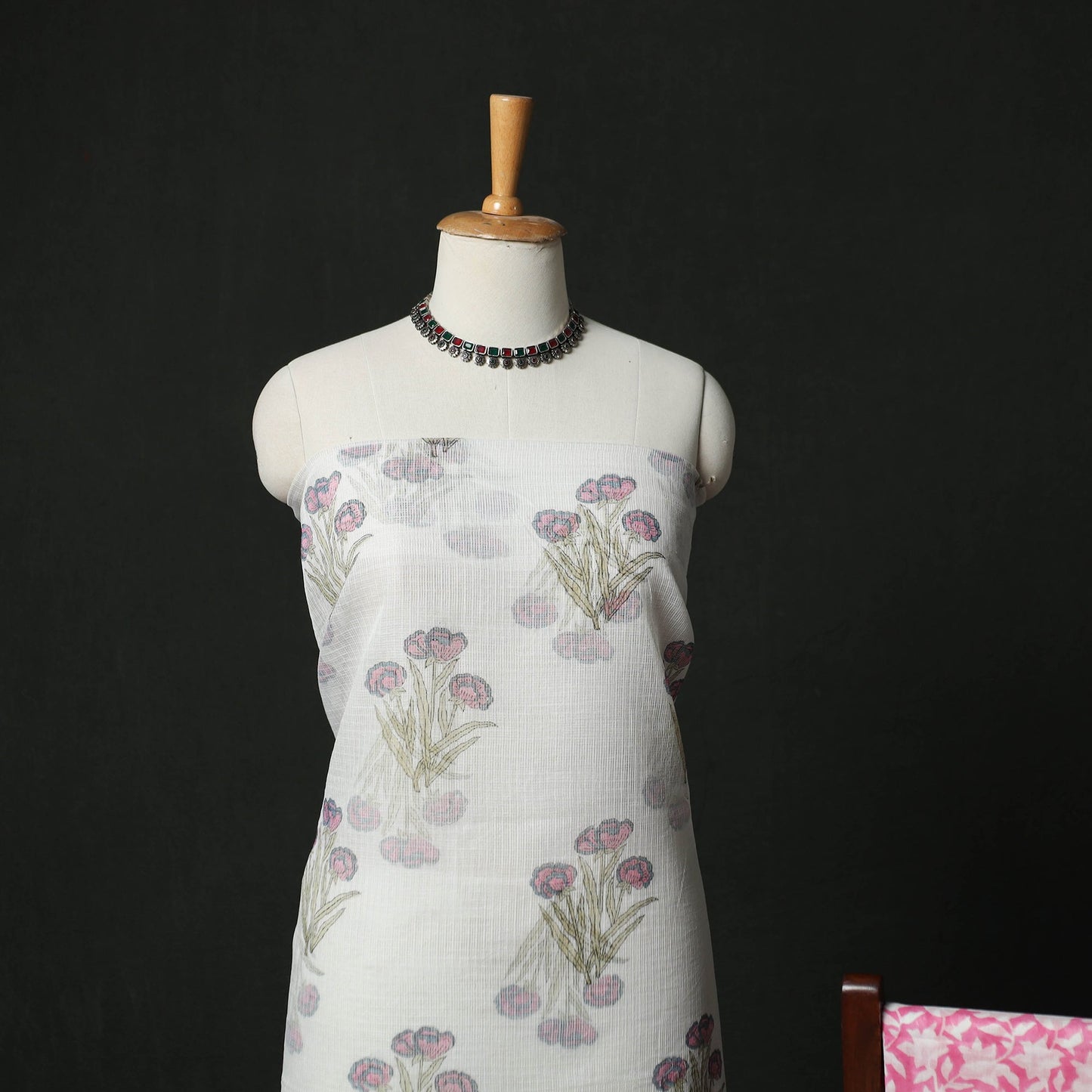 Sanganeri hand block print kota doria cotton 3pc unstitched