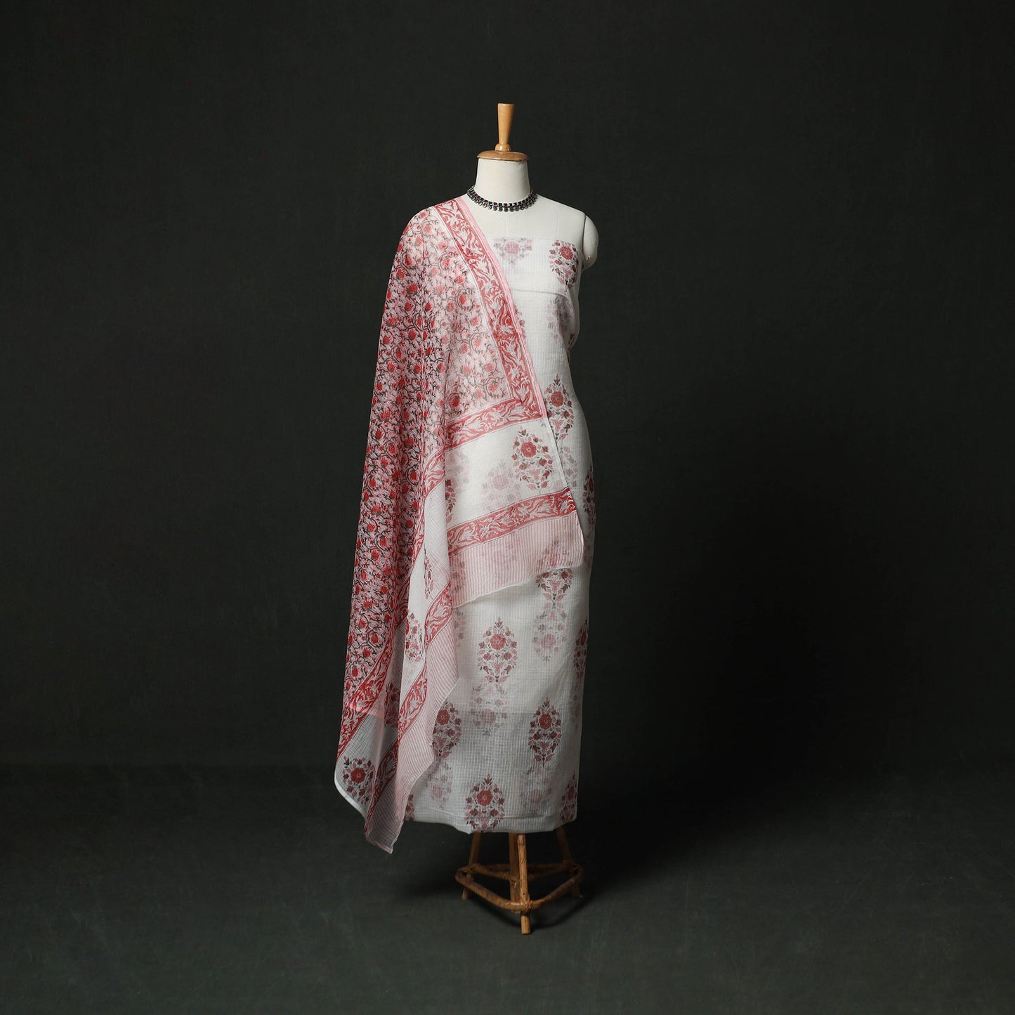 Sanganeri hand block print kota doria cotton 3pc unstitched
