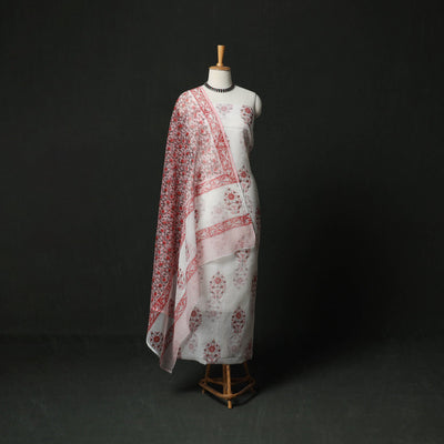 Sanganeri hand block print kota doria cotton 3pc unstitched