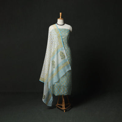Sanganeri hand block print kota doria cotton 3pc unstitched