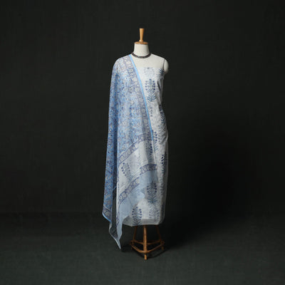 Sanganeri hand block print kota doria cotton 3pc unstitched