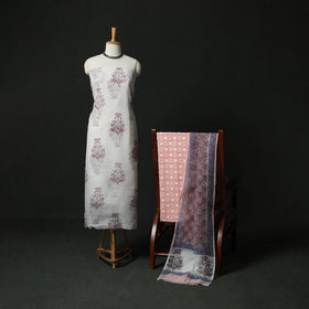 Sanganeri hand block print kota doria cotton 3pc unstitched