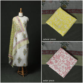 Sanganeri hand block print kota doria cotton 3pc unstitched