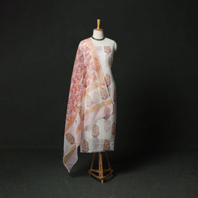 Sanganeri hand block print kota doria cotton 3pc unstitched