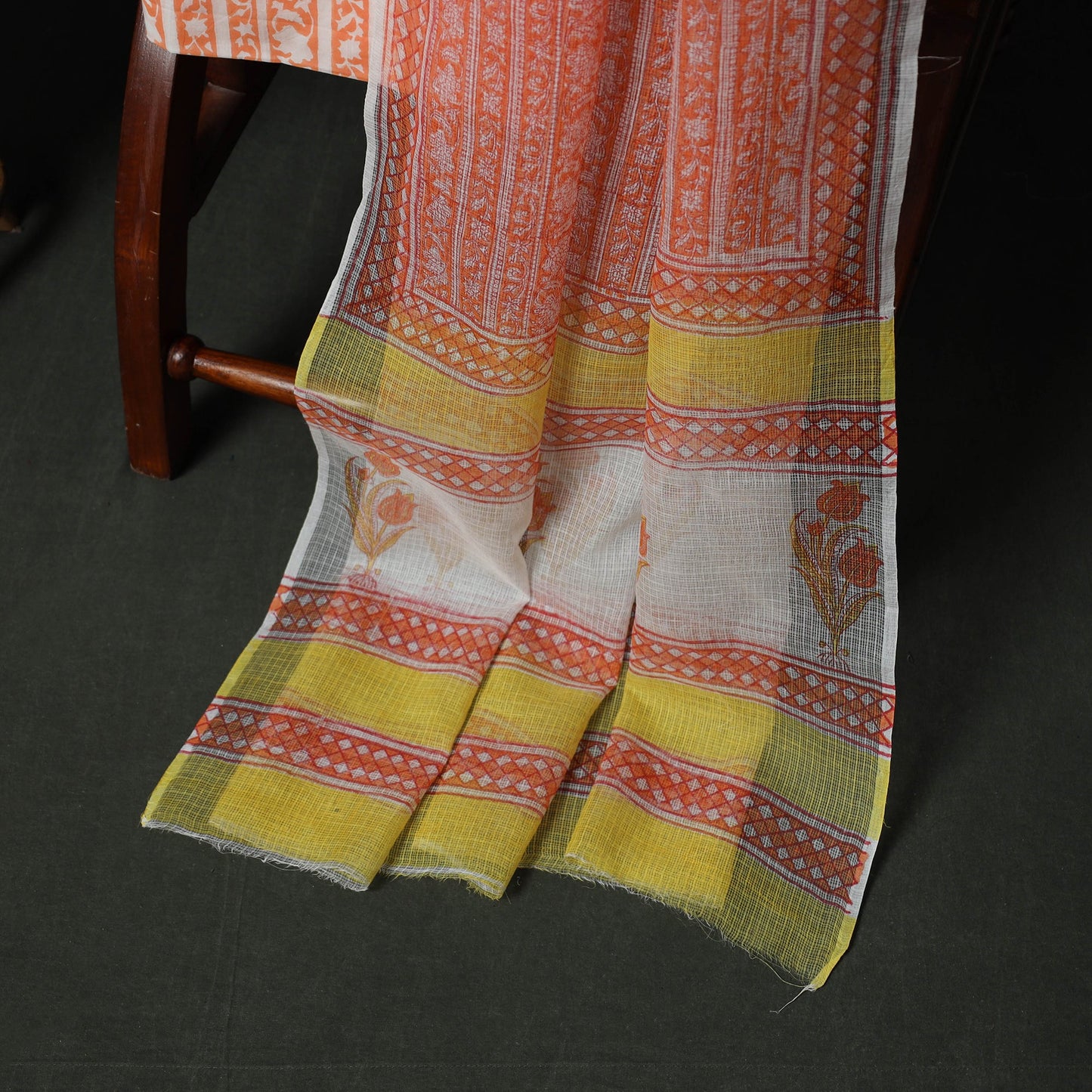 Sanganeri hand block print kota doria cotton 3pc unstitched