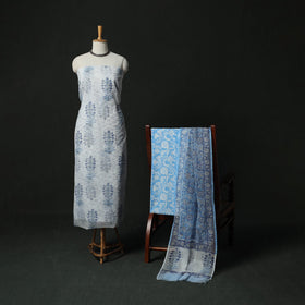 Sanganeri hand block print kota doria cotton 3pc unstitched