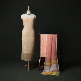 Sanganeri hand block print kota doria cotton 3pc unstitched