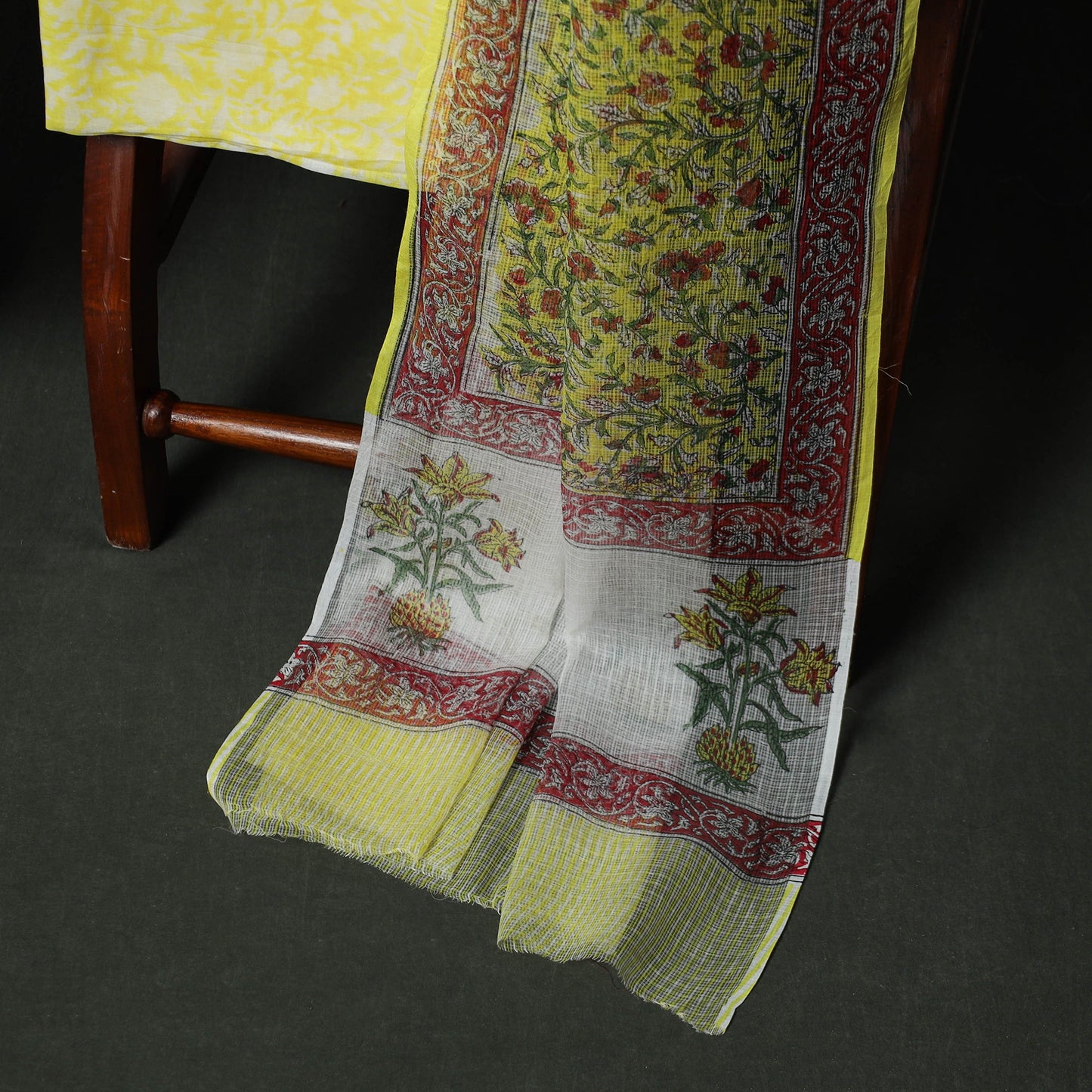 Sanganeri hand block print kota doria cotton 3pc unstitched