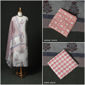 Sanganeri hand block print kota doria cotton 3pc unstitched