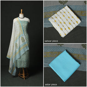 Sanganeri hand block print kota doria cotton 3pc unstitched