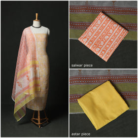 Sanganeri hand block print kota doria cotton 3pc unstitched