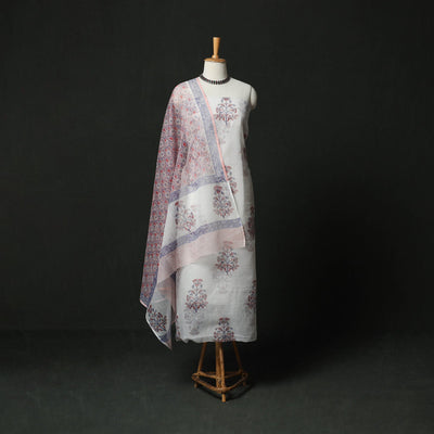 Sanganeri hand block print kota doria cotton 3pc unstitched