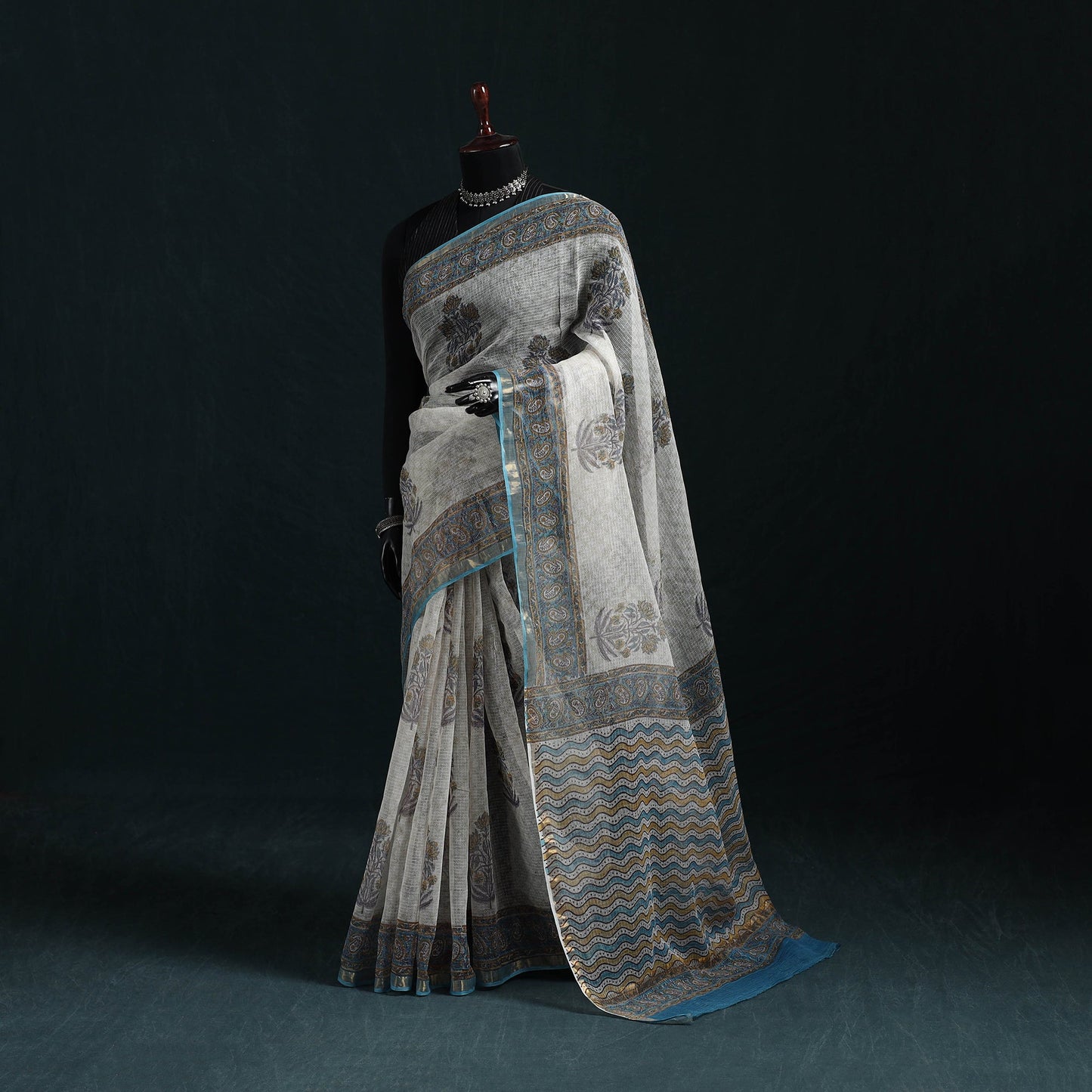 Sanganeri hand block print kota doria cotton saree 01