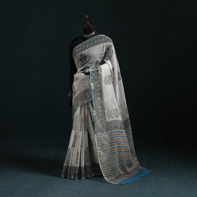 Sanganeri hand block print kota doria cotton saree 01