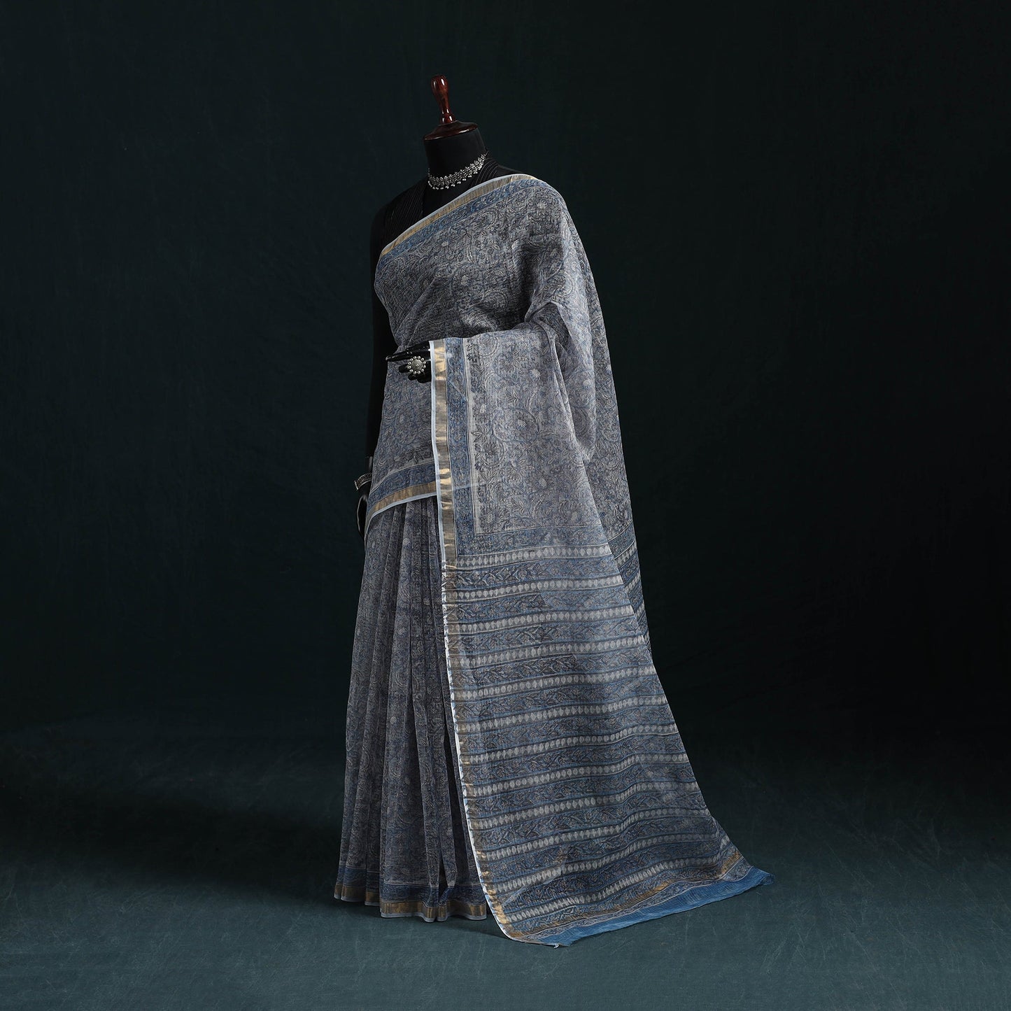 Sanganeri hand block print kota doria cotton saree 02