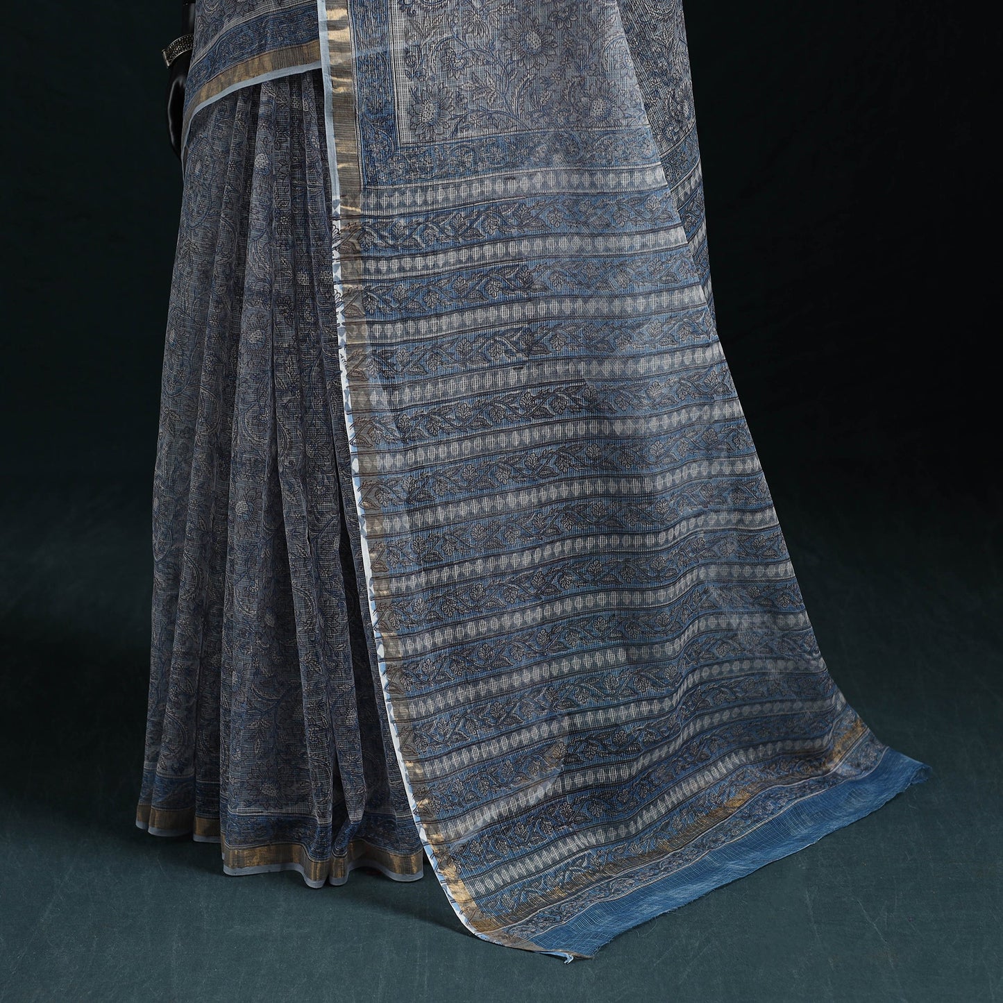 Sanganeri hand block print kota doria cotton saree 02
