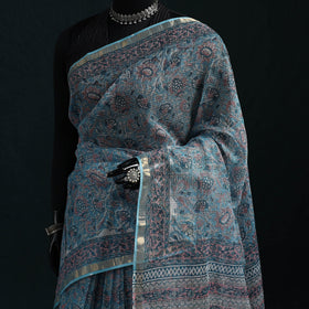 Sanganeri hand block print kota doria cotton saree 07