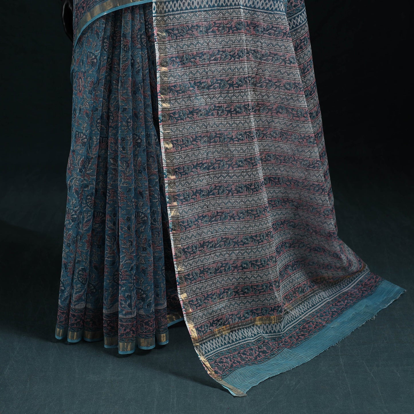 Sanganeri hand block print kota doria cotton saree 07