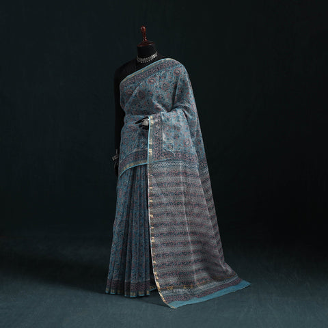 Sanganeri hand block print kota doria cotton saree 07