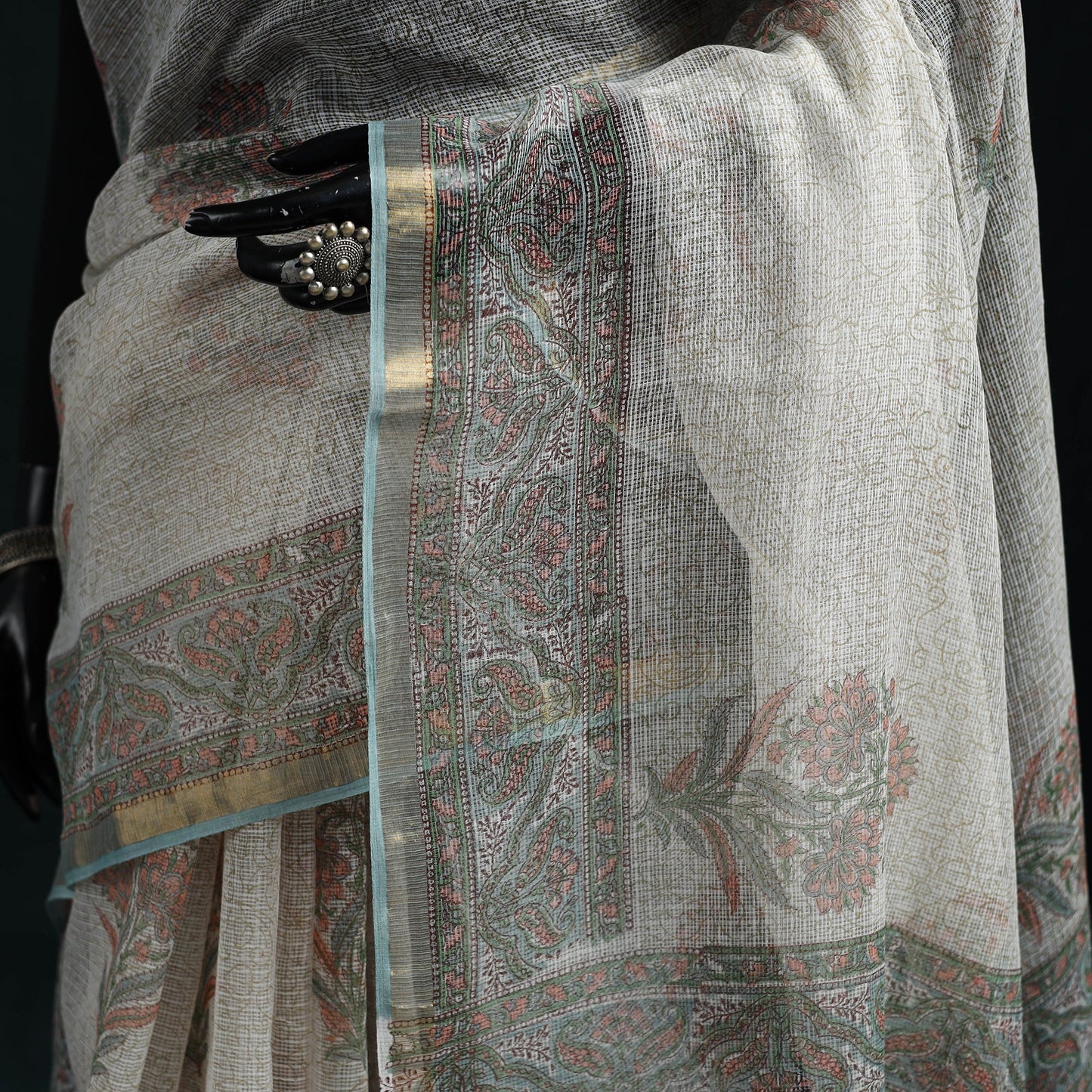 Sanganeri hand block print kota doria cotton saree 08